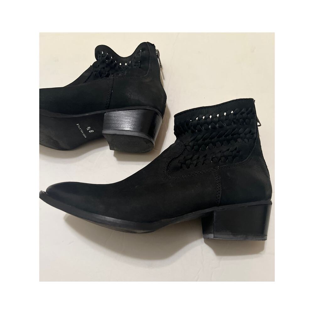 Very Volatile Leather Braided Distressed Zip Up Black Booties 8.5 - Picture 3 of 10